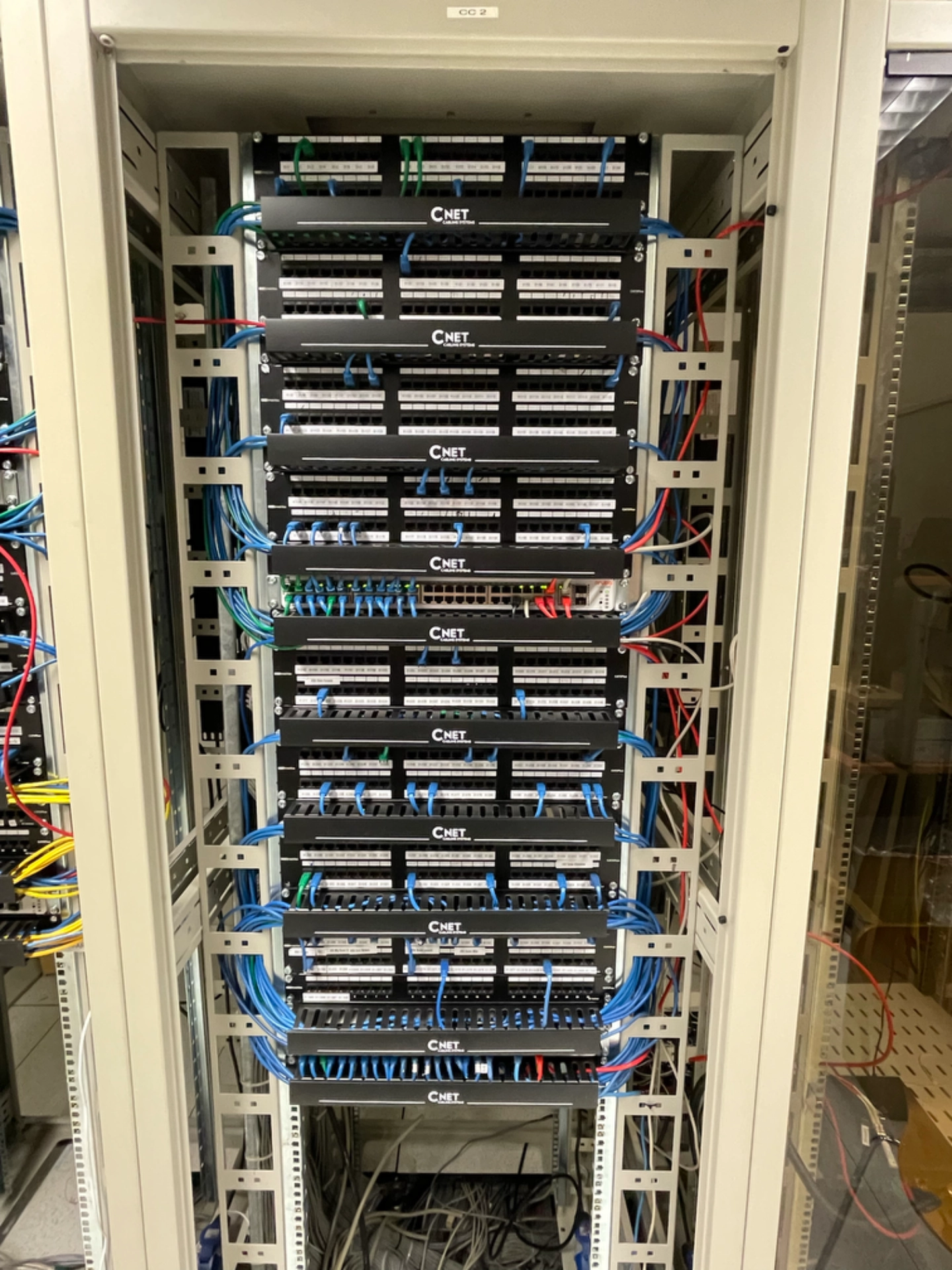 Structured data cabling and communications cabinet installation by Flood Electrical in Dublin